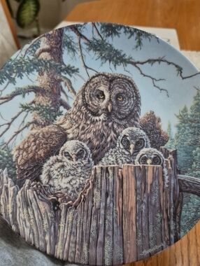 Knowles China Limited Edition Collector Plate "Forest Edge: Great Gray Owls"